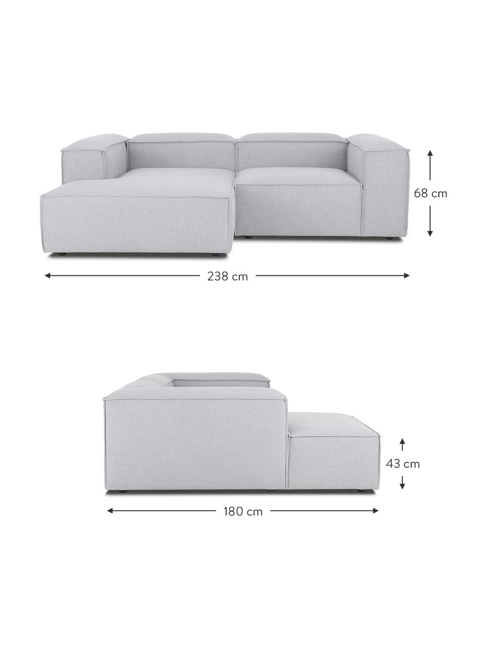 Sofá rinconera modular Lennon, Tapizado: 100% poliéster Alta resis, Estructura: madera contrachapada de p, Patas: plástico, Tejido gris claro, An 238 x F 180 cm, chaise longue izquierda