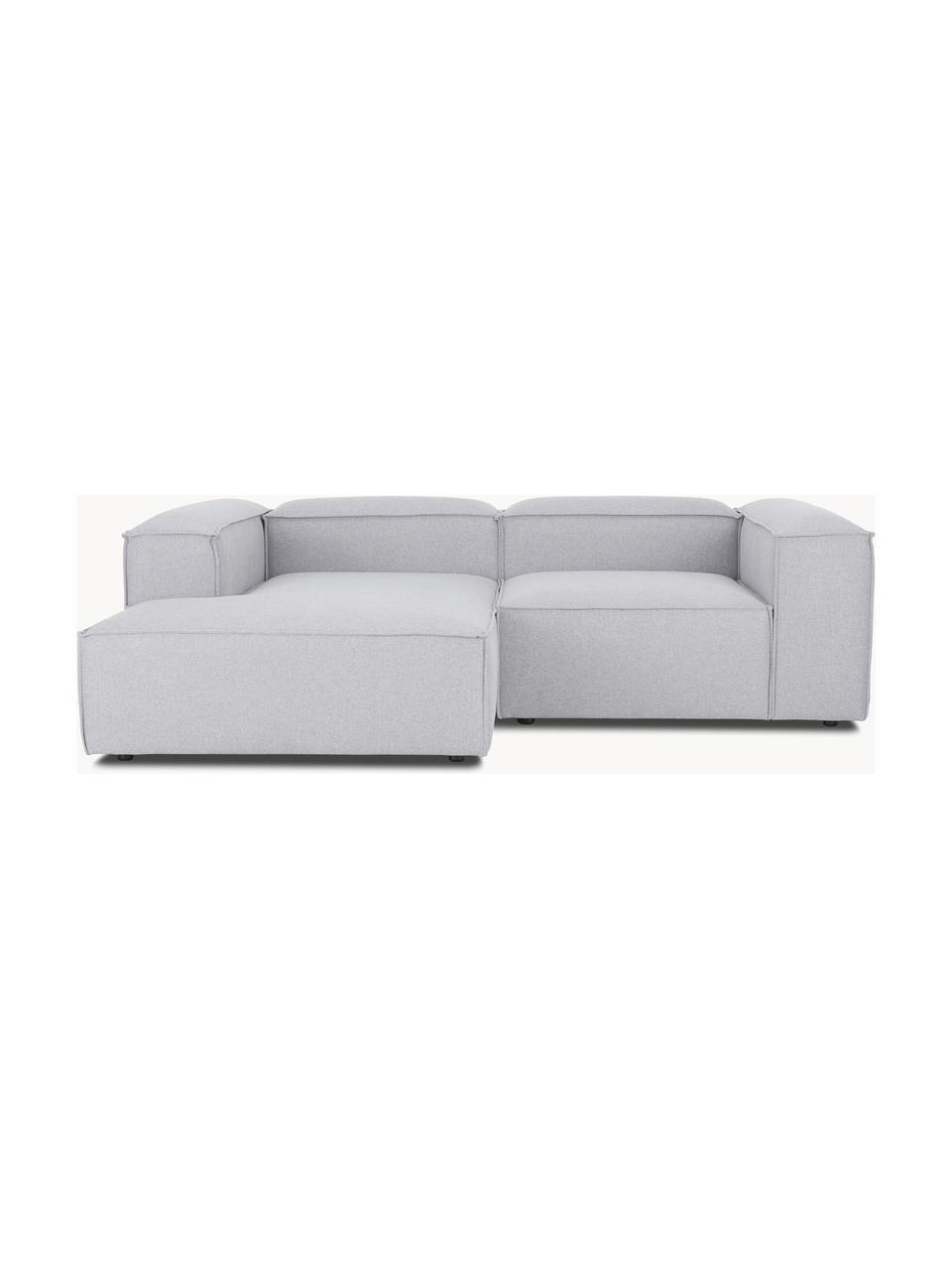 Narożna sofa modułowa Lennon, Tapicerka: 100% poliester Dzięki tka, Stelaż: lite drewno sosnowe, skle, Nogi: tworzywo sztuczne Ten pro, Szara tkanina, S 238 x G 180 cm, lewostronna