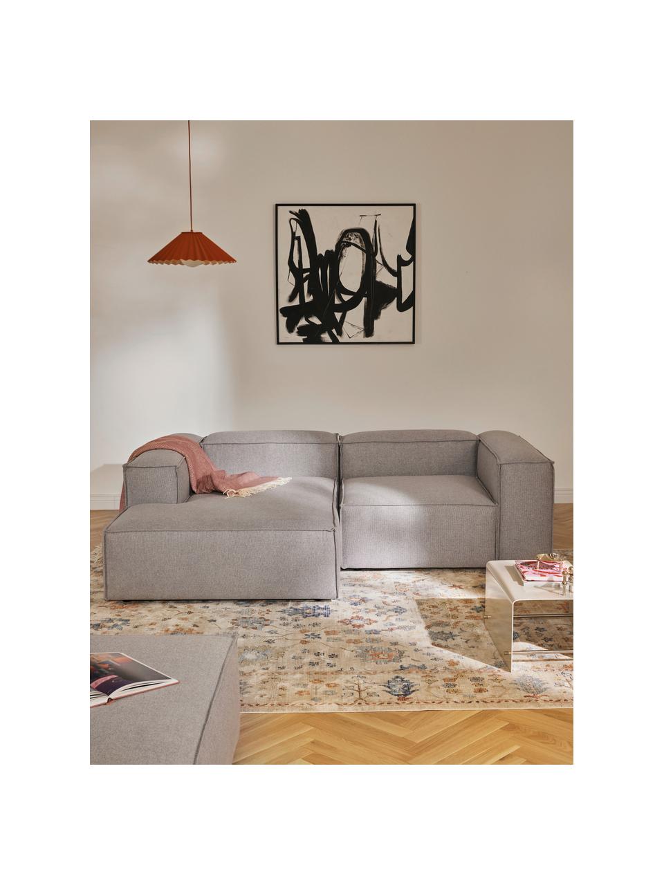 Divano angolare componibile Lennon, Rivestimento: 100% poliestere Con 115.0, Struttura: legno di pino massiccio, , Piedini: plastica Questo prodotto , Tessuto grigio, Larg. 238 x Prof. 180 cm, parte angolare a sinistra