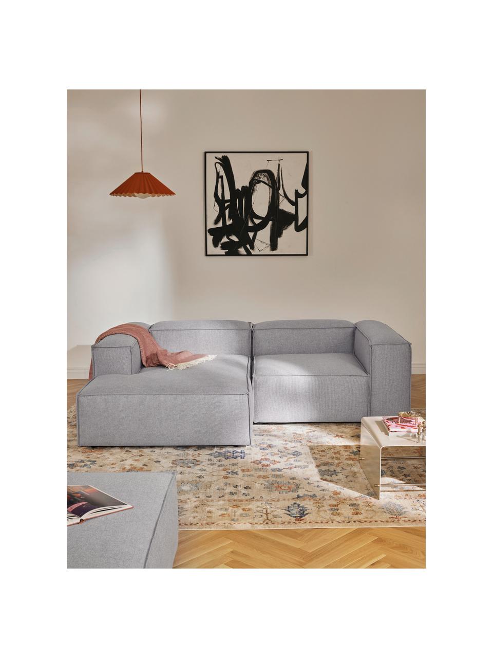 Modulaire hoekbank Lennon, Bekleding: 100% polyester De slijtva, Frame: massief grenenhout, multi, Poten: kunststof Dit product is , Geweven stof grijs, B 238 x D 180 cm, hoekdeel links