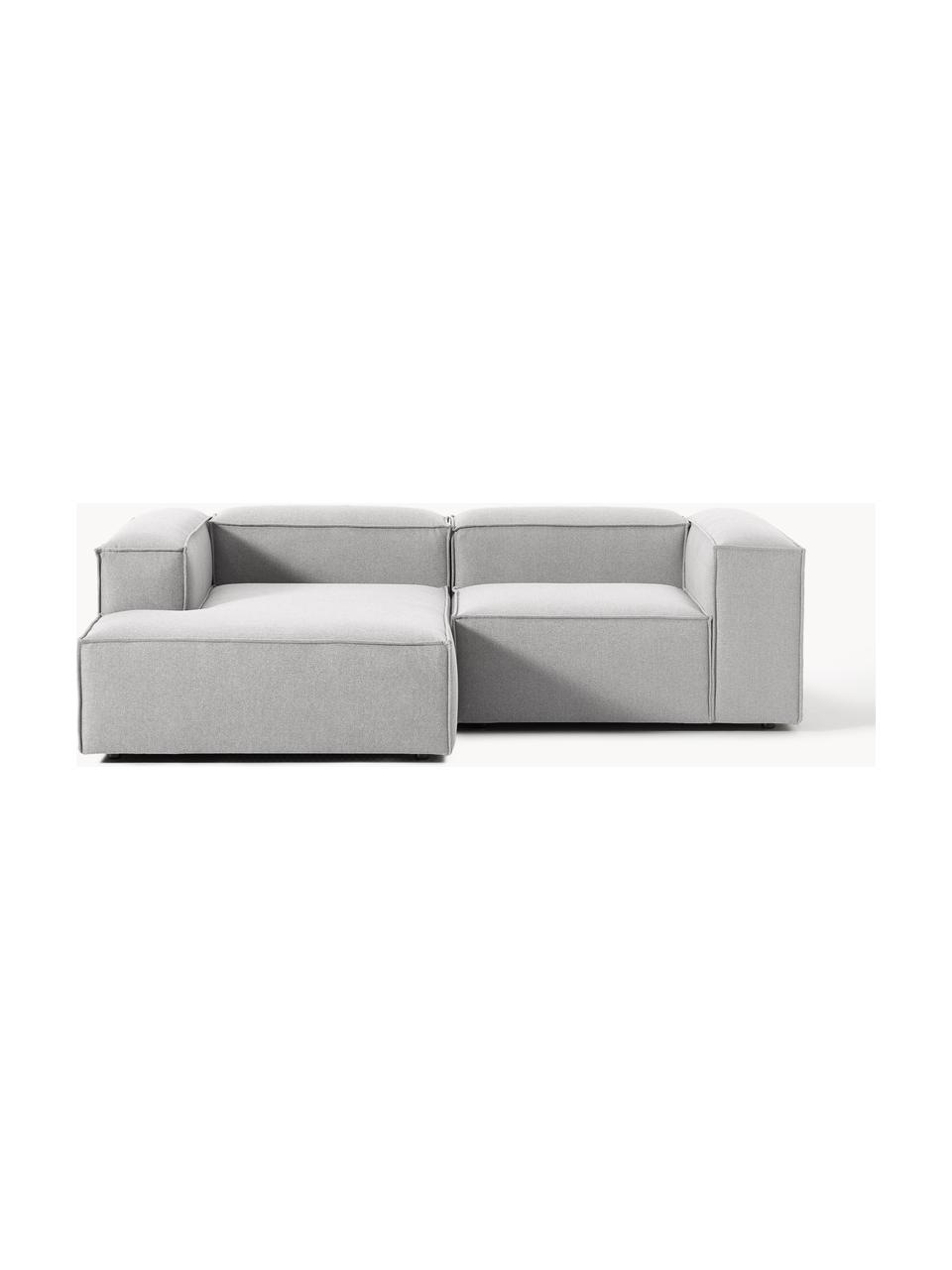 Modulares Ecksofa Lennon, Bezug: 100 % Polyester Der strap, Gestell: Massives Kiefernholz, Spe, Füße: Kunststoff Dieses Produkt, Webstoff Grau, B 238 x T 180 cm, Eckteil links