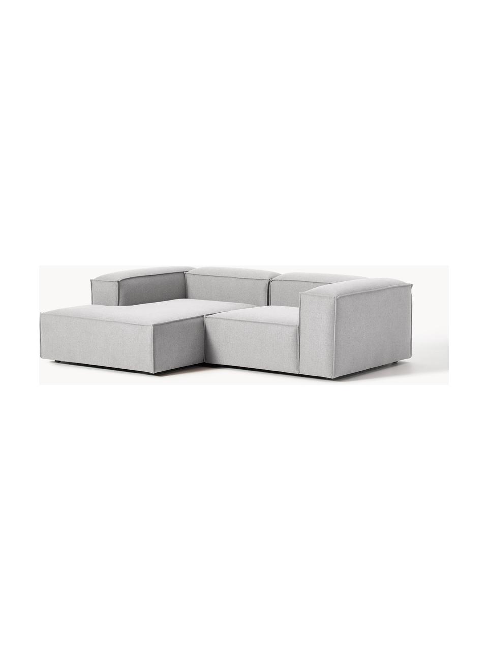 Modulares Ecksofa Lennon, Bezug: 100 % Polyester Der strap, Gestell: Massives Kiefernholz, Spe, Füße: Kunststoff Dieses Produkt, Webstoff Grau, B 238 x T 180 cm, Eckteil links