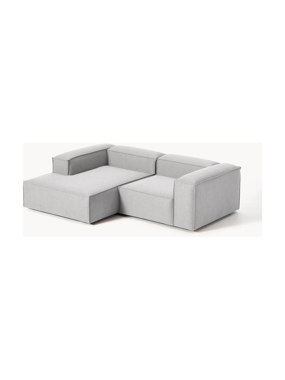 Modulares Ecksofa Lennon, Bezug: 100 % Polyester Der strap, Gestell: Massives Kiefernholz, Spe, Füße: Kunststoff Dieses Produkt, Webstoff Grau, B 238 x T 180 cm, Eckteil links