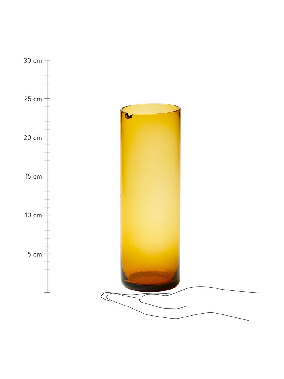 Ručne fúkaná sklenená karafa Bloom, 1 L, Fúkané sklo, Žltá, Ø 8 x V 24 cm, 1 L