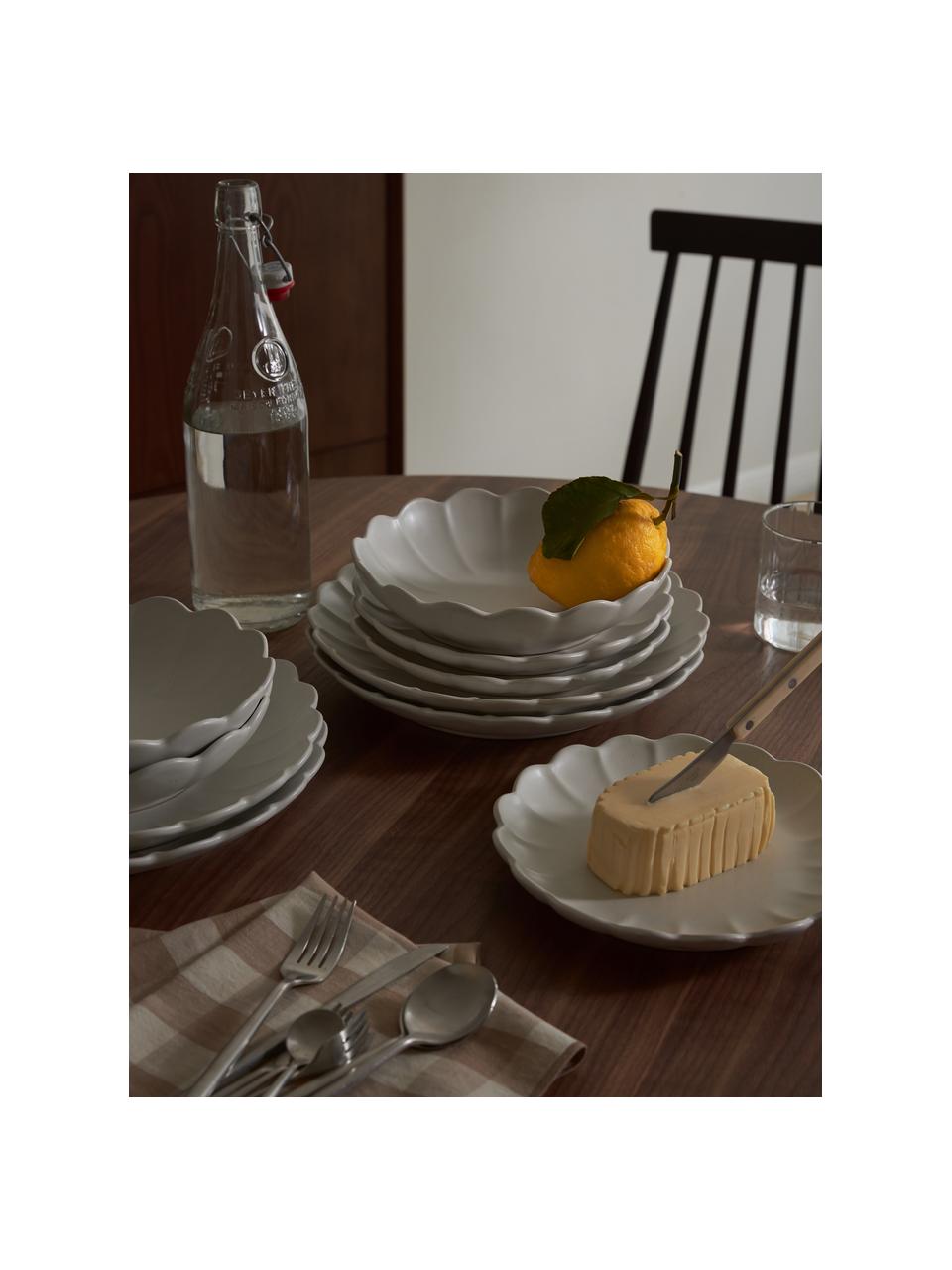Frühstücksteller Sabina, 4 Stück, Steingut, Weiss, matt, Ø 21 cm