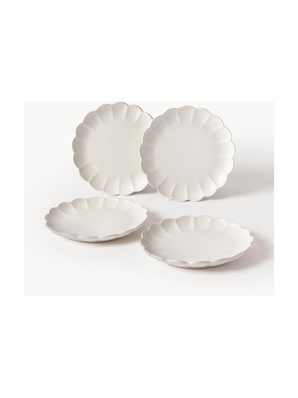 Assiettes à dessert Sabina, 4 pièces, Grès, Blanc cassé, Ø 21 cm