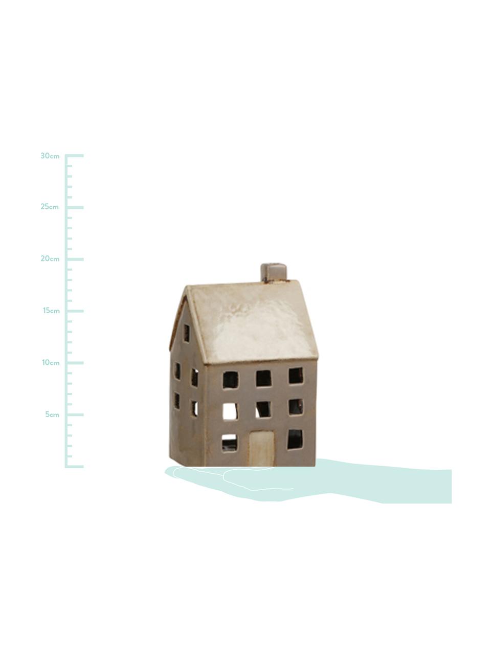 Komplet świeczników Houses, 2 elem., Ceramika, Beżowy, taupe, S 10 x W 20 cm