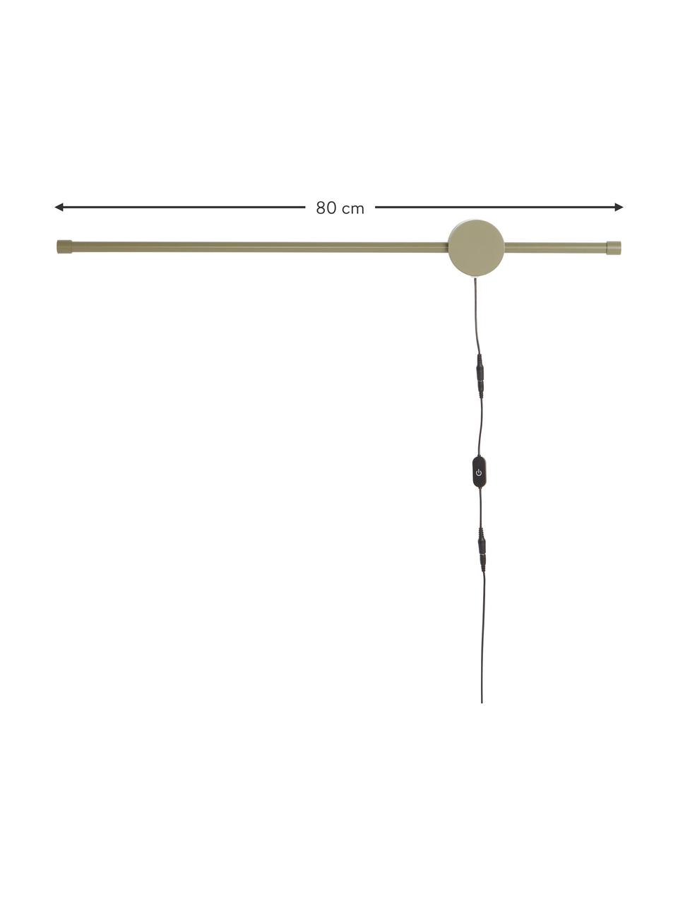 Applique a LED con luce regolabile Aliso, Lampada: alluminio rivestito Cavo, Verde oliva, Larg. 80 x Alt. 8 cm