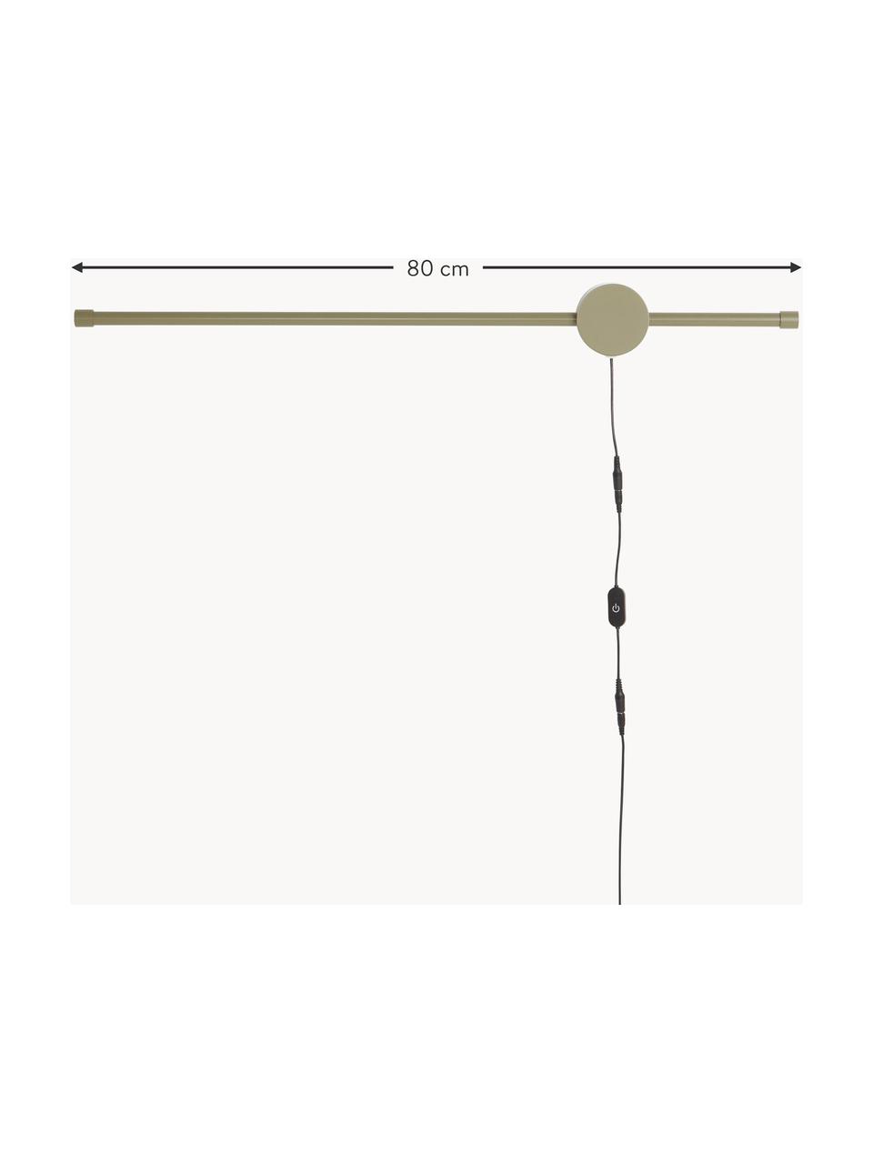 Aplique LED regulable Aliso, Lámpara: aluminio recubierto Cable, Verde oliva, An 80 x Al 8 cm