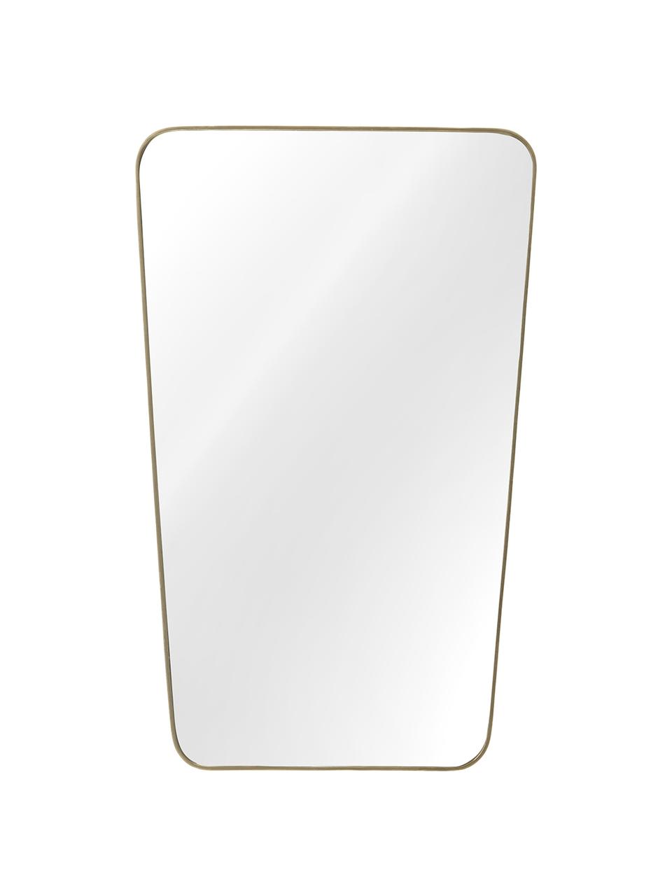 Eckiger Wandspiegel Adrienne mit gebürstetem Rahmen, Rahmen: Metall, vermessingt, Spiegelfläche: Spiegelglas, Rückseite: Mitteldichte Holzfaserpla, Messing, 50 x 80 cm