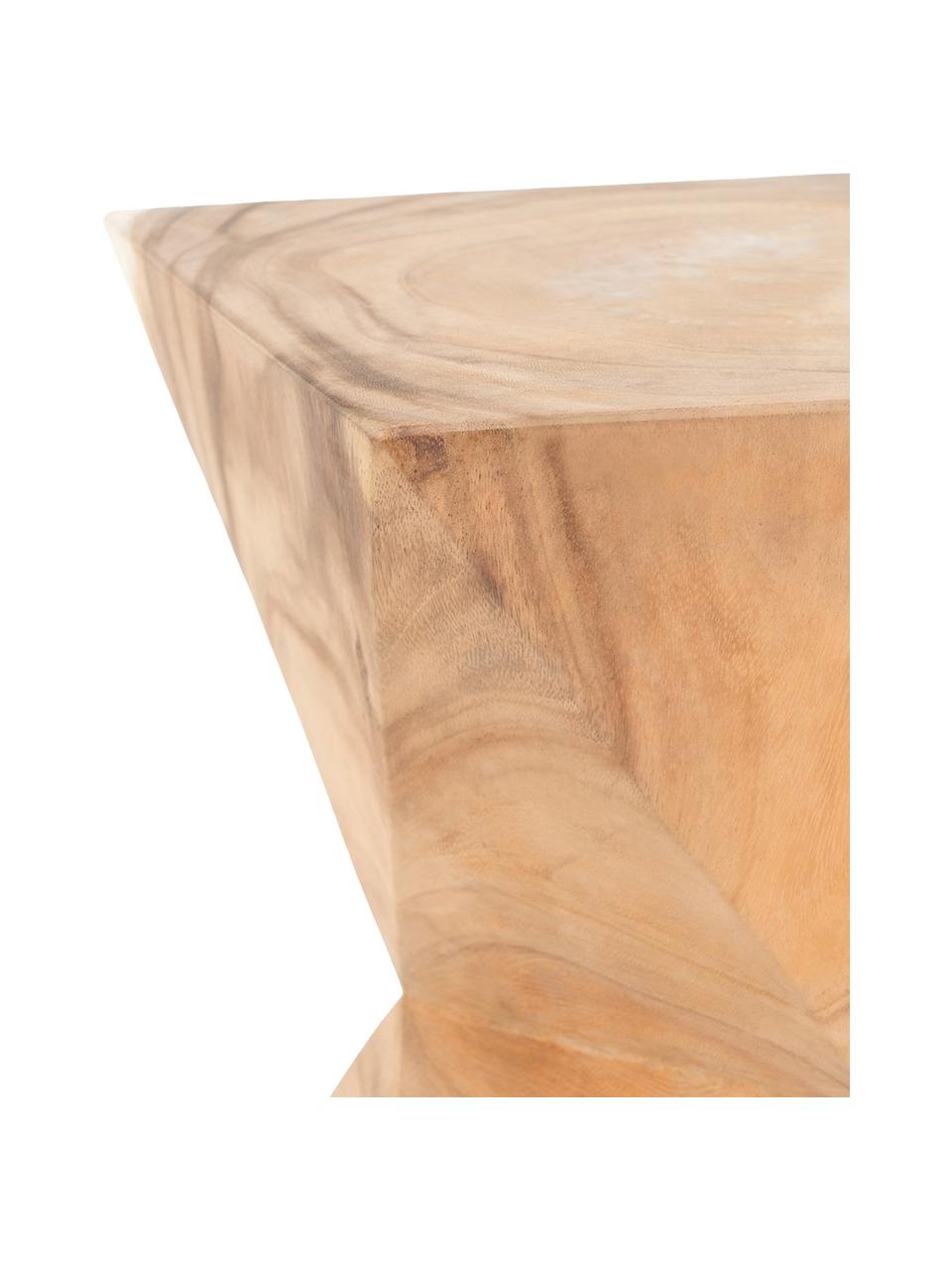 Mesa auxiliar Prisma, Madera maciza de acacia, Marrón, An 35 x Al 45 cm