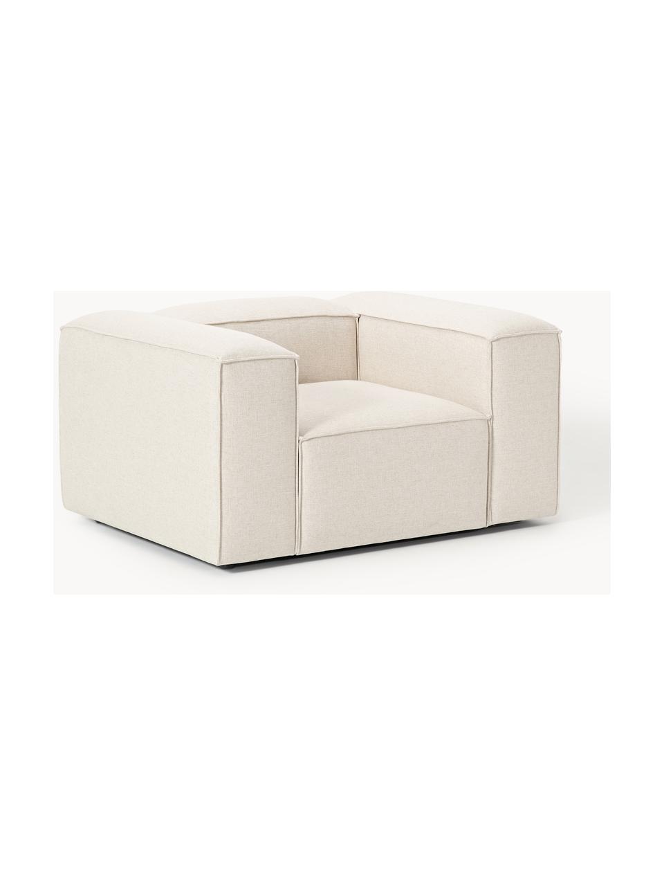 Fauteuil en mélange de lin Lennon, Mélange de lin beige, larg. 130 x prof. 101 cm