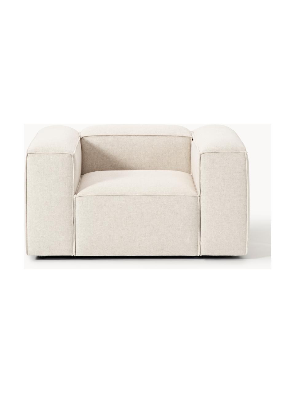 Fauteuil en mélange de lin Lennon, Mélange de lin beige, larg. 130 x prof. 101 cm