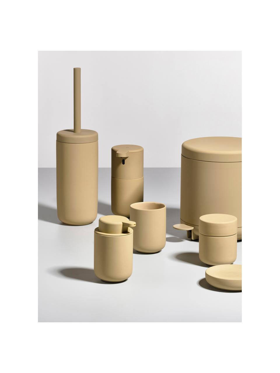 Dispenser sapone in terracotta Ume, Terracotta rivestita con superficie soft-touch (materiale sintetico), Beige, Ø 8 x Alt. 13 cm