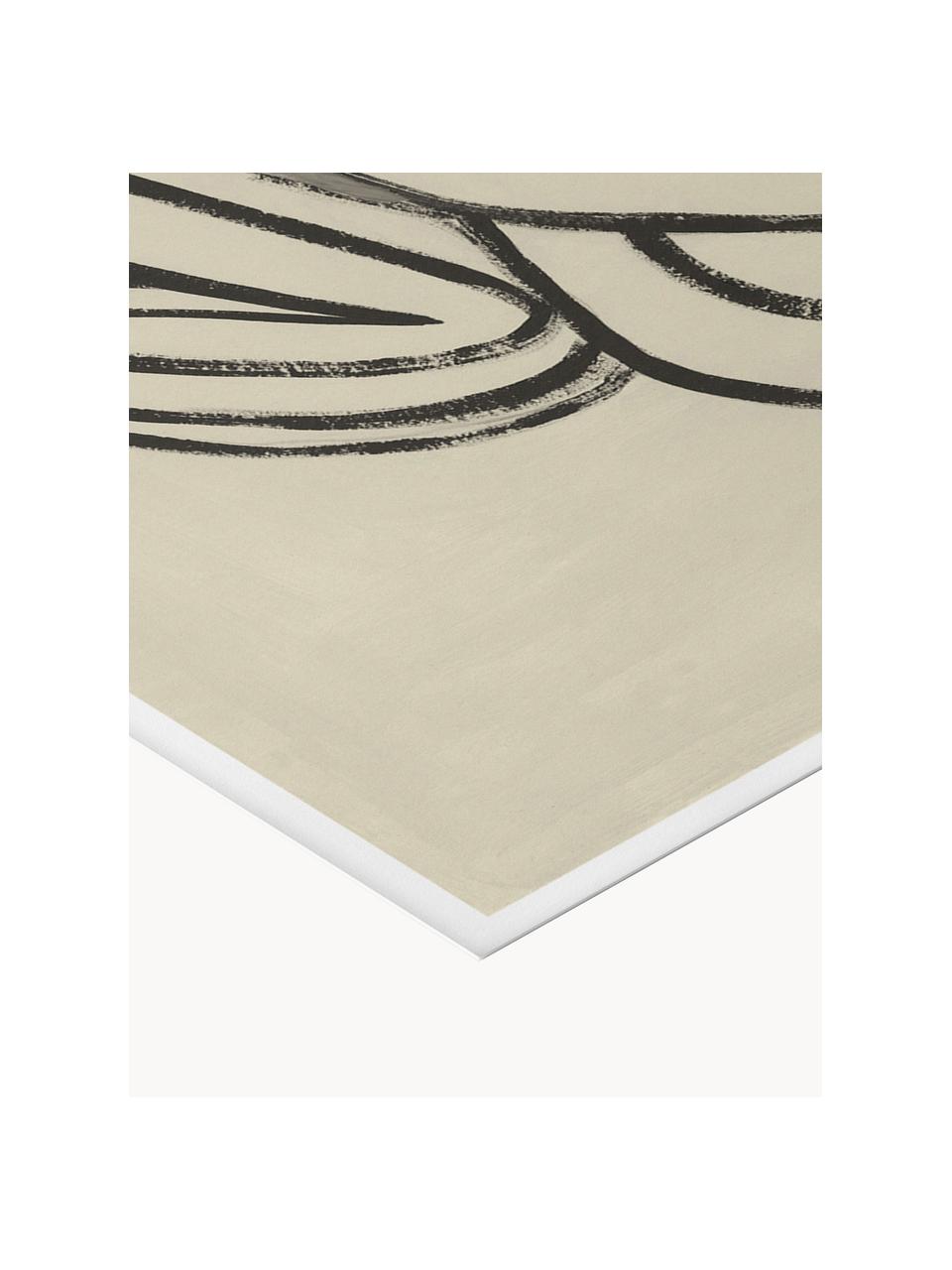 Poster Waiting by Sofia Lind x The Poster Club, Beige, Schwarz, B 70 x H 50 cm