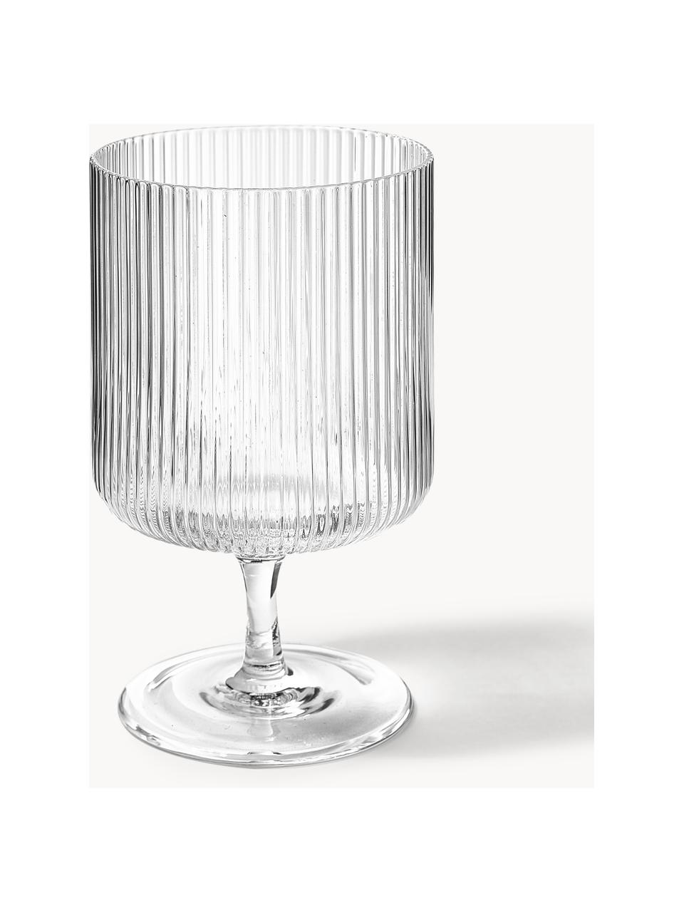 Verres à vin striés soufflés bouche Ripple, 2 pièces, Verre, soufflé bouche, Transparent, haute brillance, Ø 8 x haut. 13 cm, 270 ml