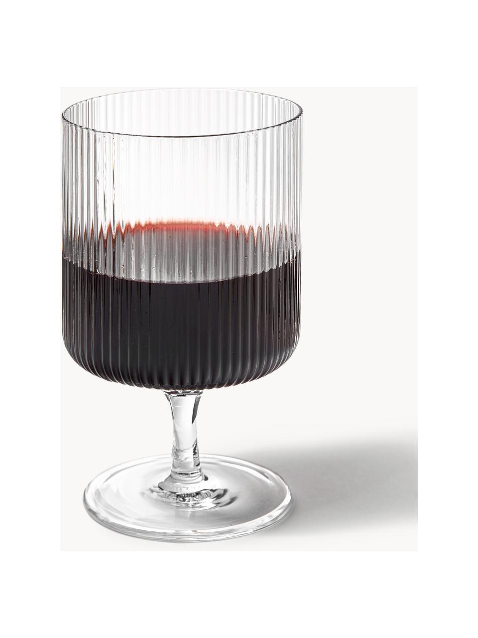 Bicchieri da vino in vetro soffiato con scanalatura in rilievo Ripple 2 pz, Vetro soffiato, Trasparente lucido, Ø 8 x Alt. 13 cm, 270 ml