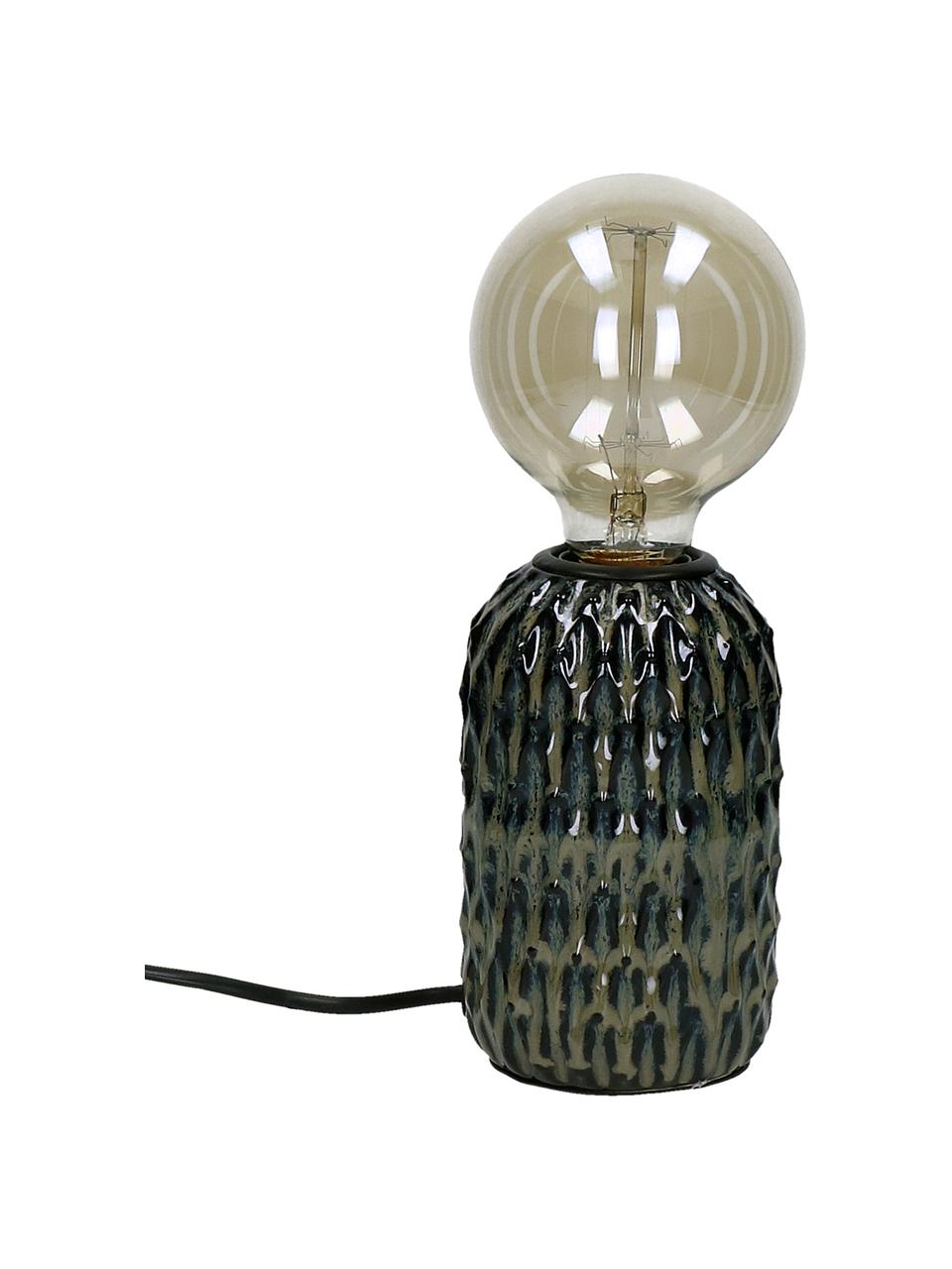 Kleine Keramik-Tischlampe Luz in Dunkelgrün, Lampenfuß: Keramik, Dunkelgrün, Ø 9 x H 15 cm