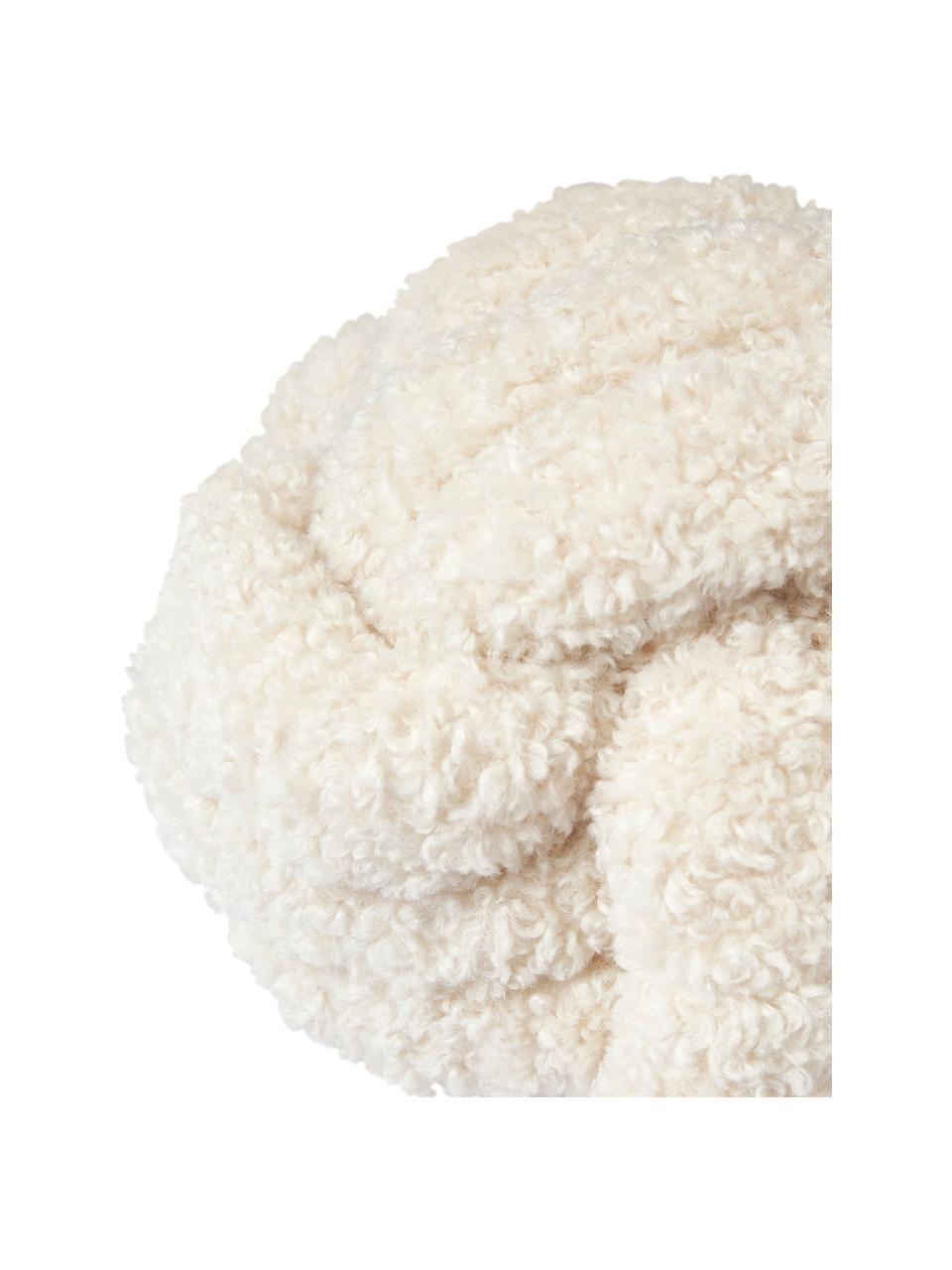 Cuscino annodato in tessuto teddy Twist, Rivestimento: 100% poliestere (teddy), Bianco crema, Ø 30 cm