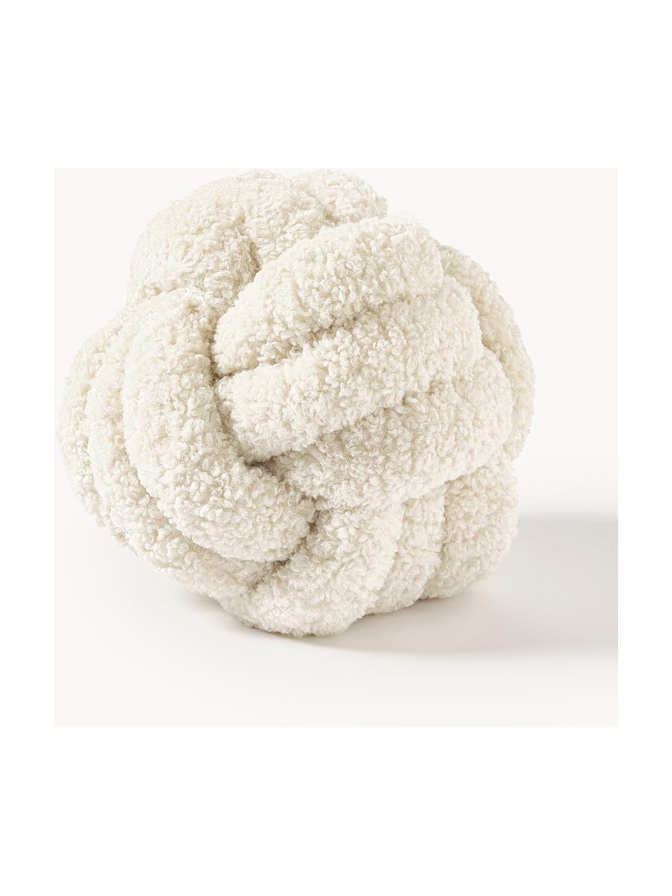 Cojín nudo de borreguillo Dotty, Funda: 100% poliéster (borreguil, Blanco crema, Ø 30 cm