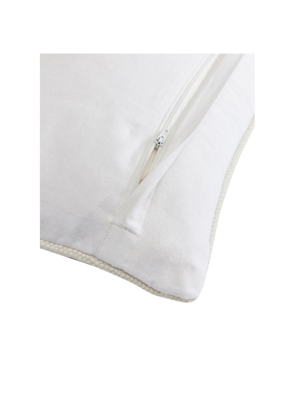 Housse de coussin design à motifs tuftés Ciao, Blanc crème, rose, larg. 30 x long. 50 cm