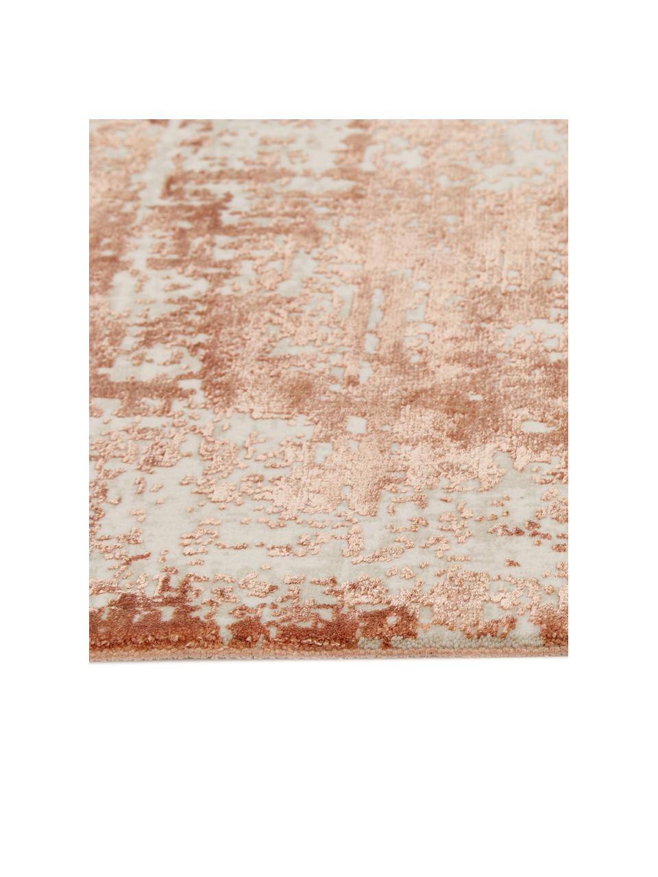 Passatoia vintage con frange effetto lucido Cordoba, Retro: cotone, Terracotta, beige, Larg. 80 x Lung. 300 cm