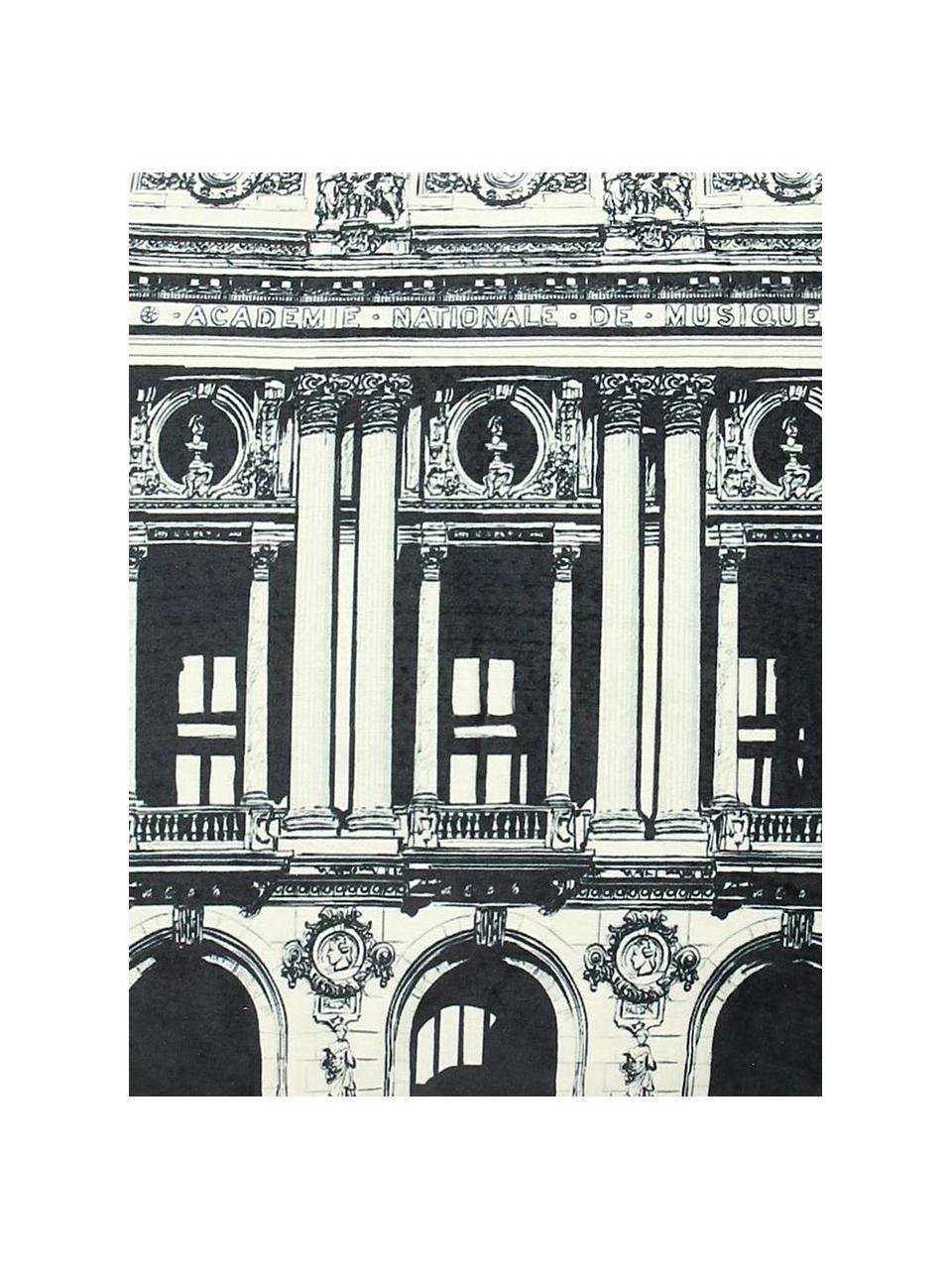 Fluwelen kussen Building, met vulling, Polyester fluweel, Wit, zwart, 35 x 60 cm