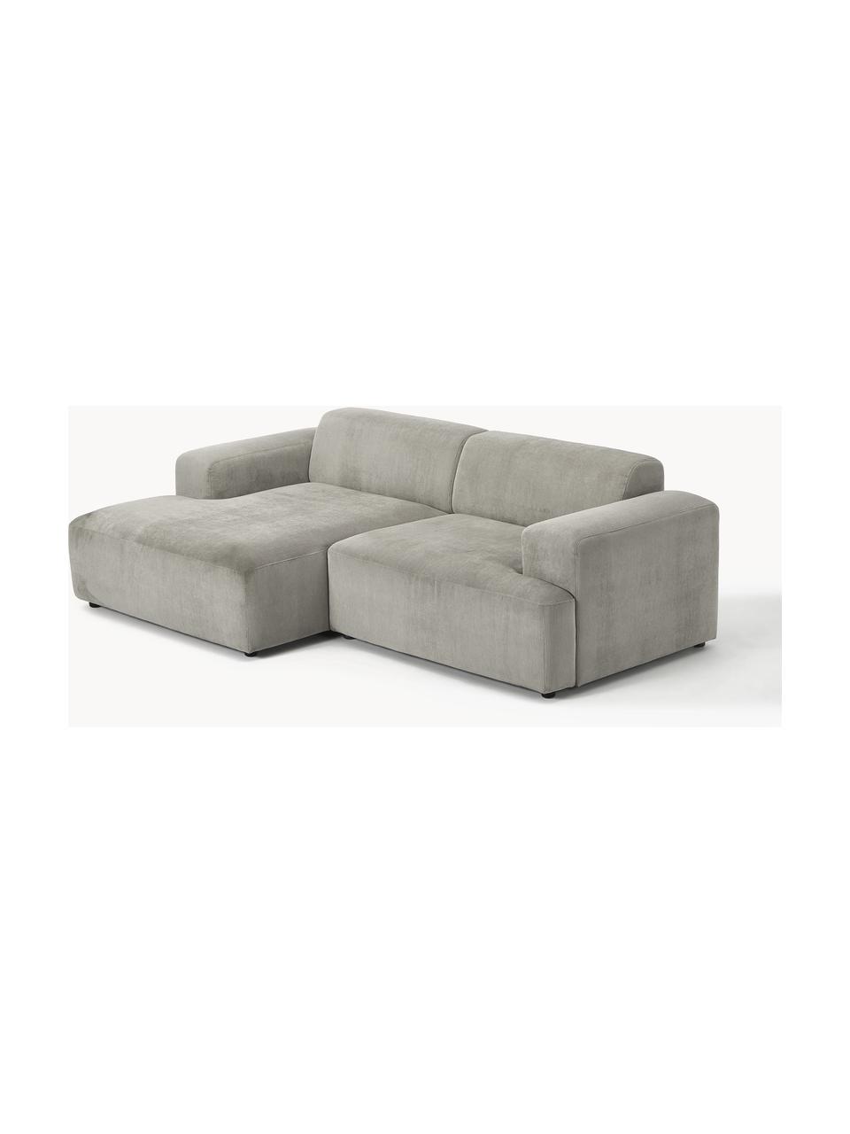 Cord-Ecksofa Melva (3-Sitzer), Bezug: Cord (92% Polyester, 8% P, Gestell: Massives Kiefernholz, Spa, Füße: Kunststoff Dieses Produkt, Cord Grau, B 238 x T 143 cm, Eckteil links