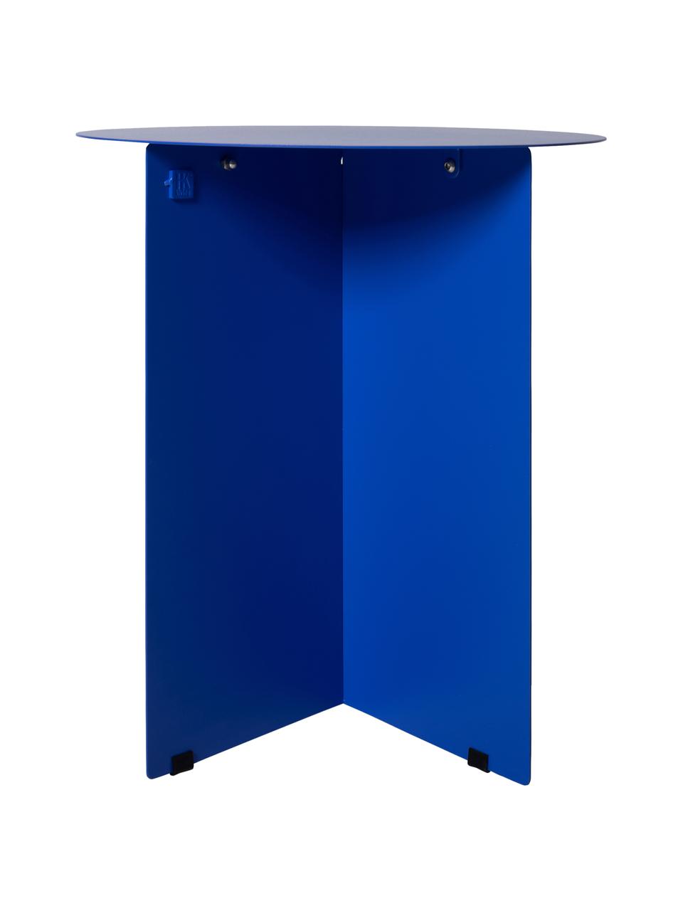 Kulatý kovový odkládací stolek Dinga, Potažený kov, Modrá, Ø 40 cm, V 45 cm