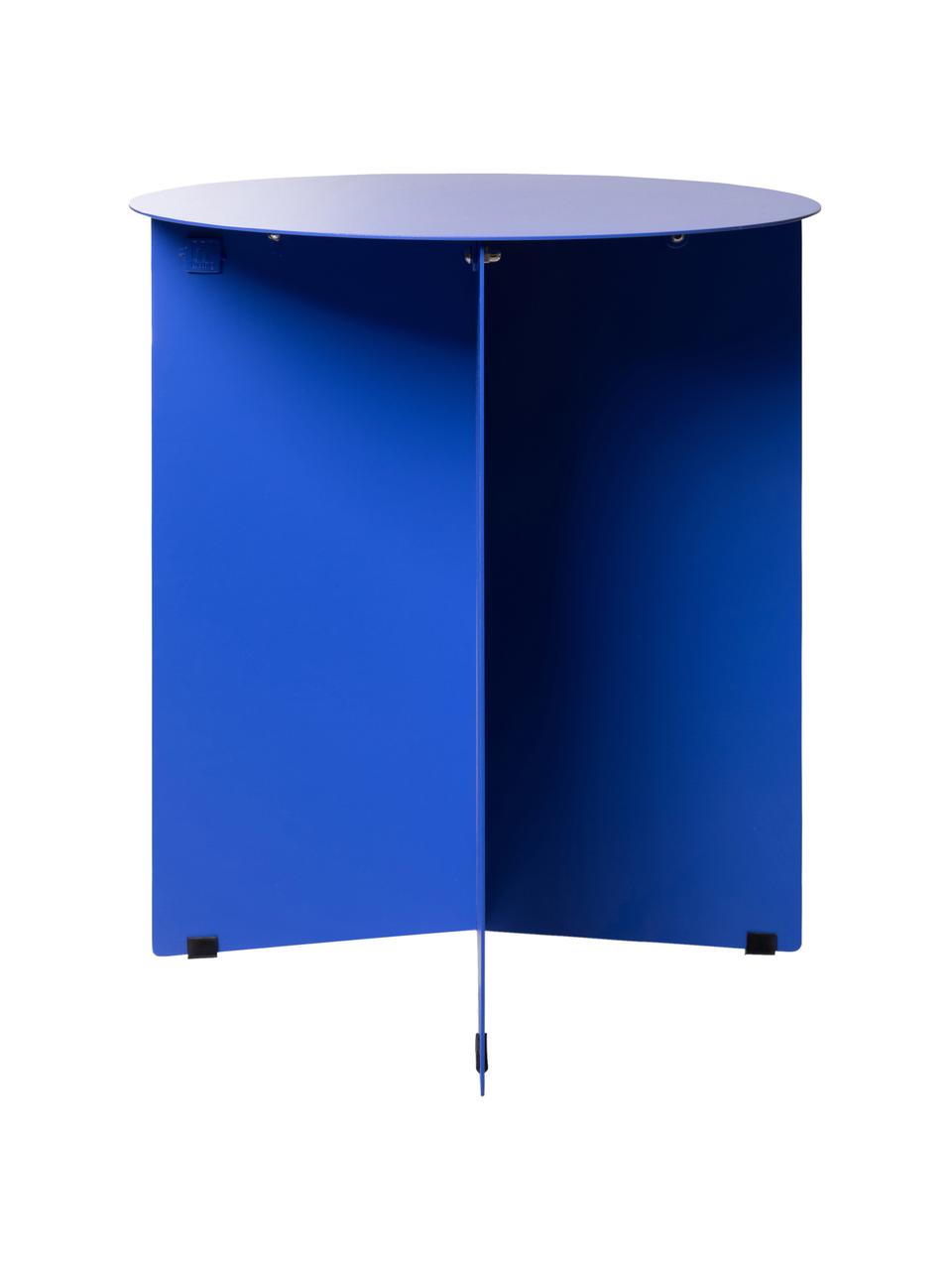 Table d'appoint ronde métal Dinga, Métal, enduit, Bleu, Ø 40 x haut. 45 cm