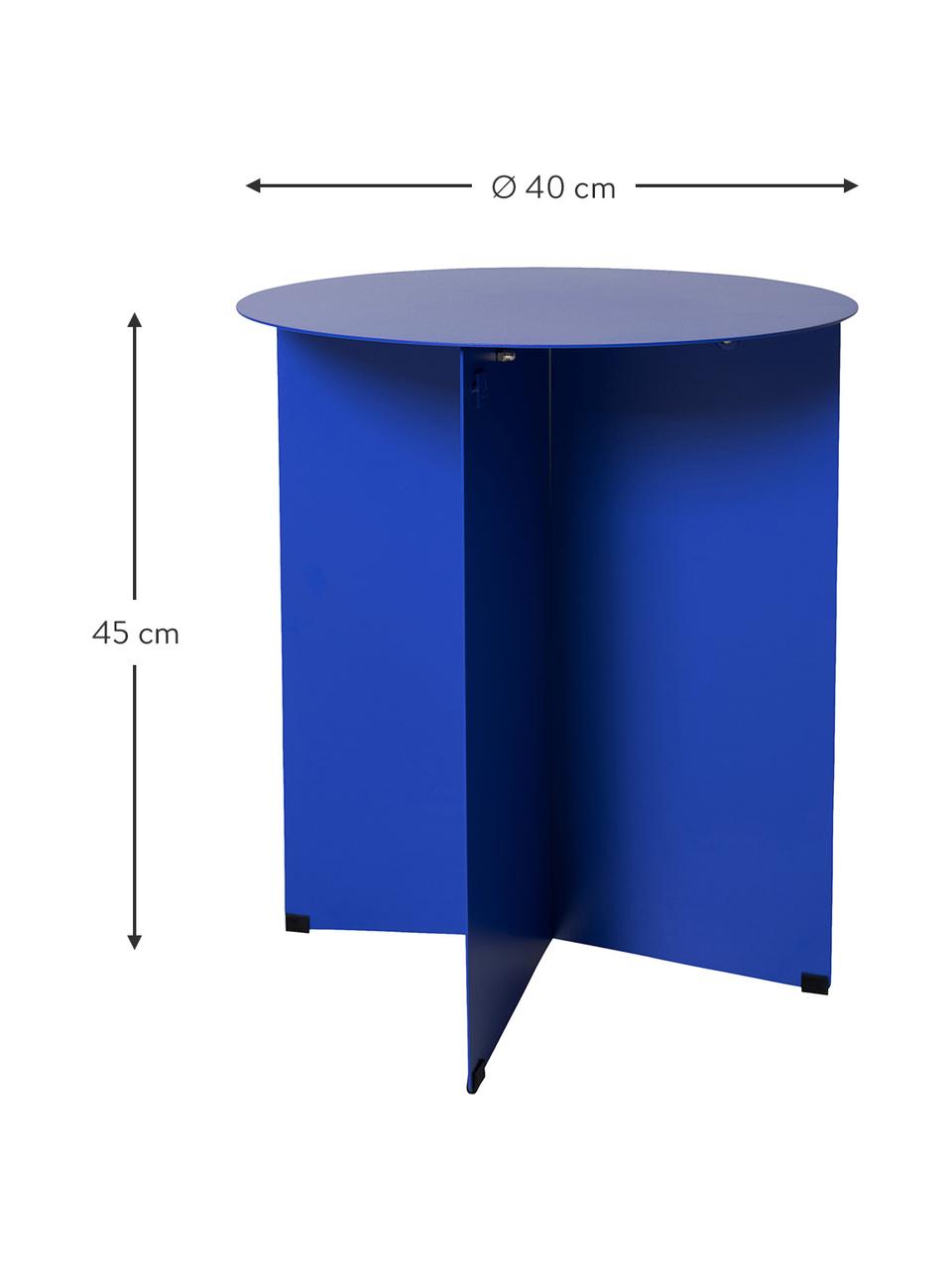 Ronde metalen bijzettafel Dinga, Gecoat metaal, Blauw, Ø 40 x H 45 cm