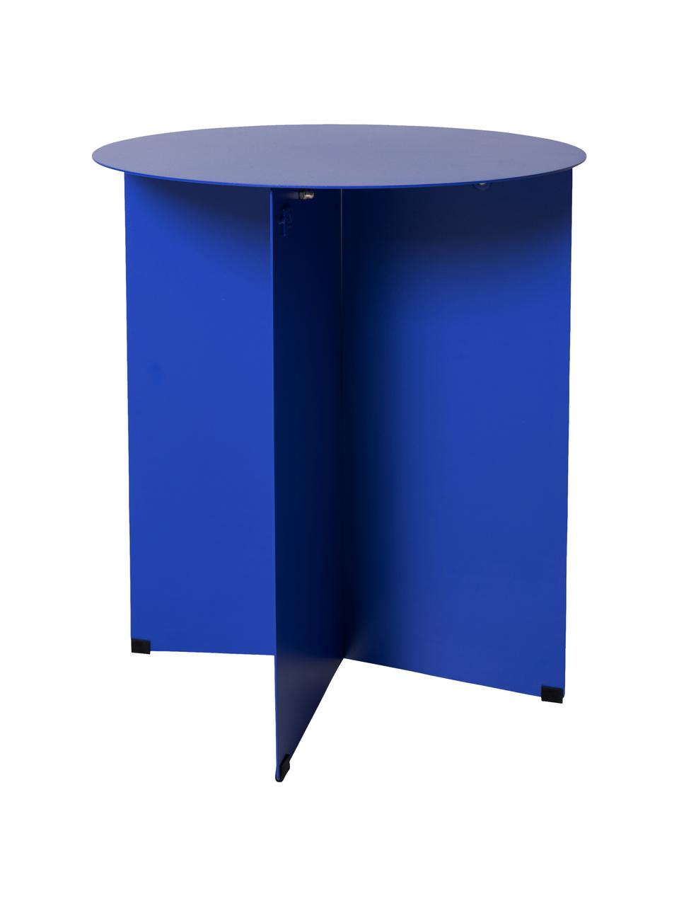 Ronde metalen bijzettafel Dinga, Gecoat metaal, Blauw, Ø 40 x H 45 cm