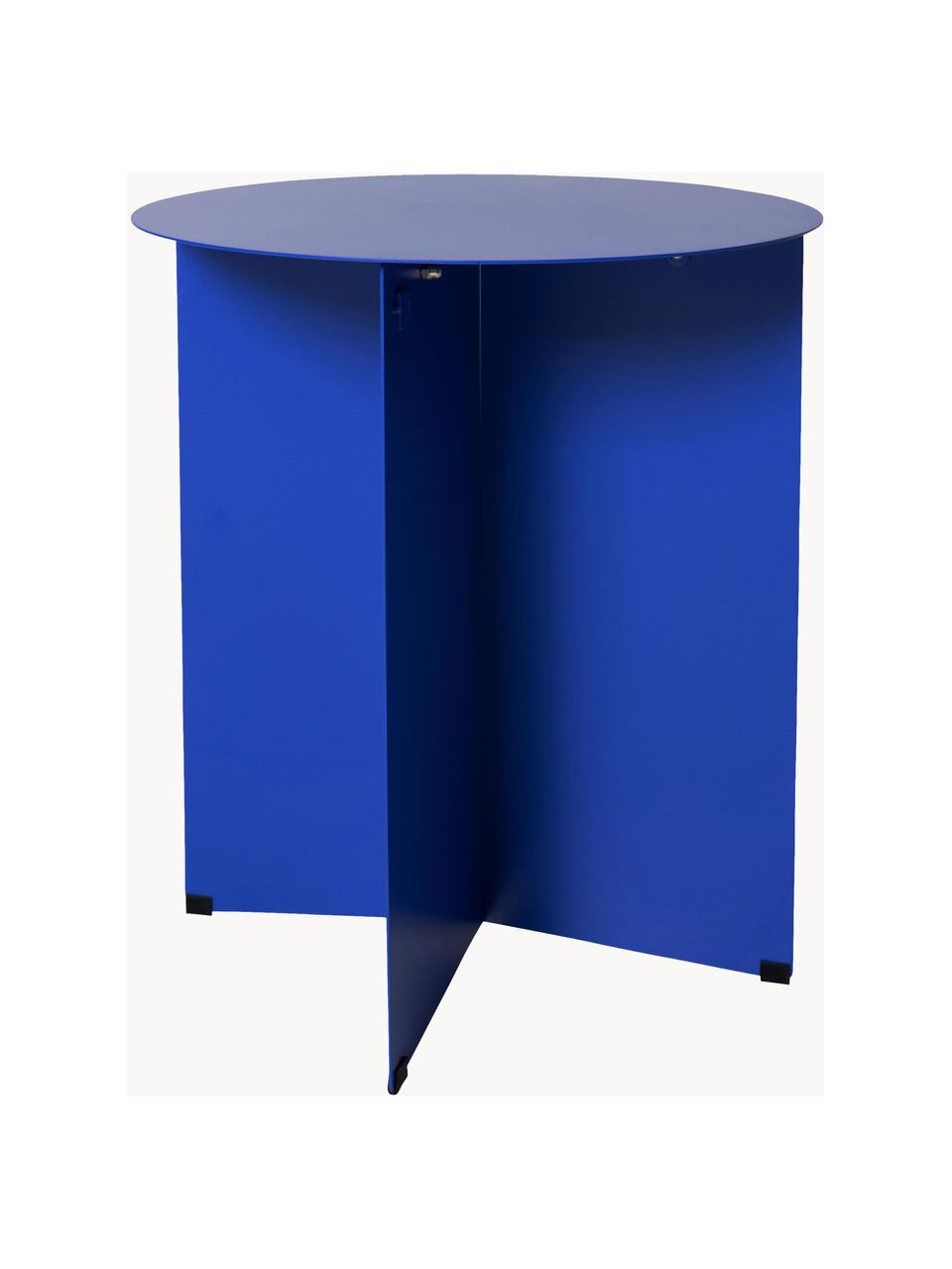 Table d'appoint ronde métal Dinga, Métal, enduit, Bleu roi, Ø 40 x haut. 45 cm