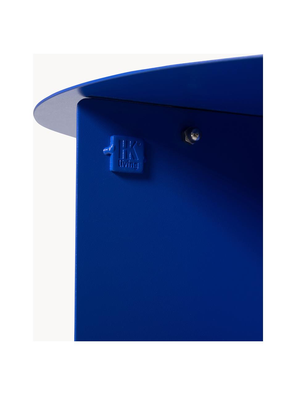 Kulatý kovový odkládací stolek Dinga, Potažený kov, Královská modrá, Ø 40 cm, V 45 cm