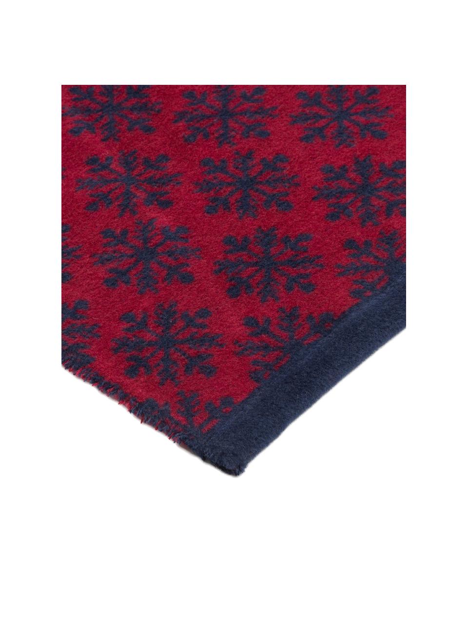 Dubbelzijdige  fleece plaid Montana Snow, 85% katoen, 8% viscose, 7% polyacryl, Rood, blauw, 150 x 200 cm