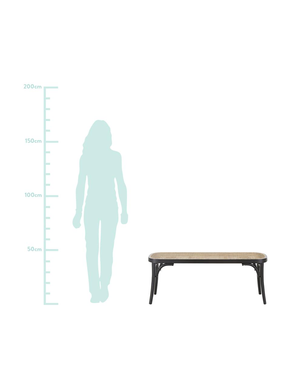 Banc en cannage Franz, Assise : rotin Structure : bois de bouleau, noir laqué