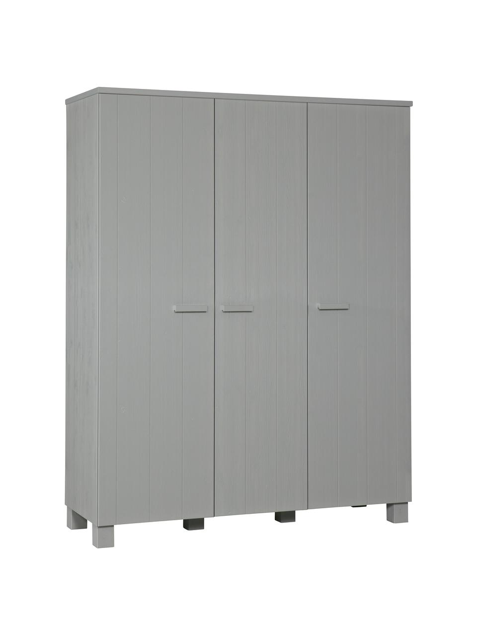 Armoire bois gris clair 3 portes Dennis, Gris béton, larg. 158 x haut. 202 cm