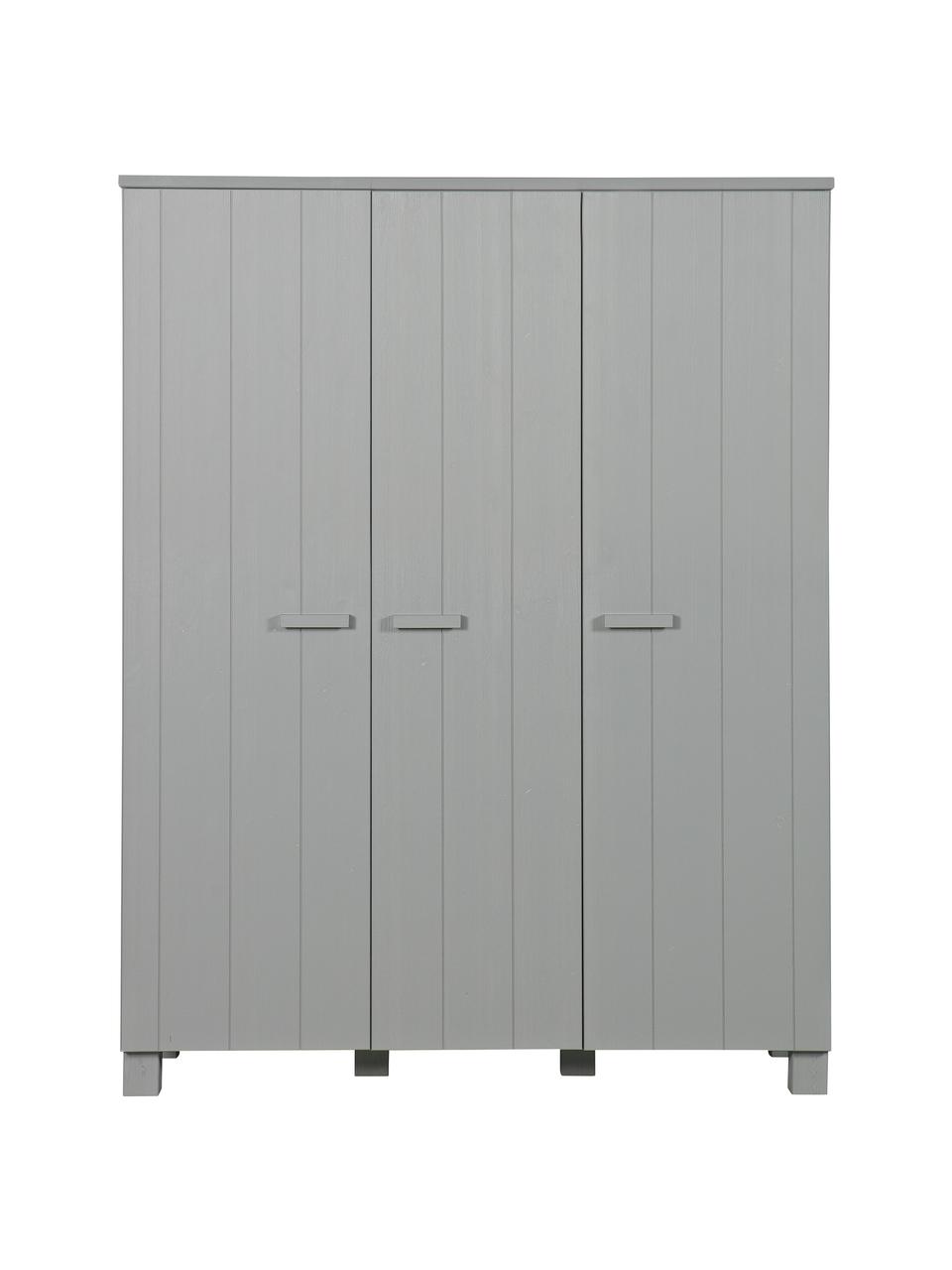 Armoire bois gris clair 3 portes Dennis, Gris béton, larg. 158 x haut. 202 cm