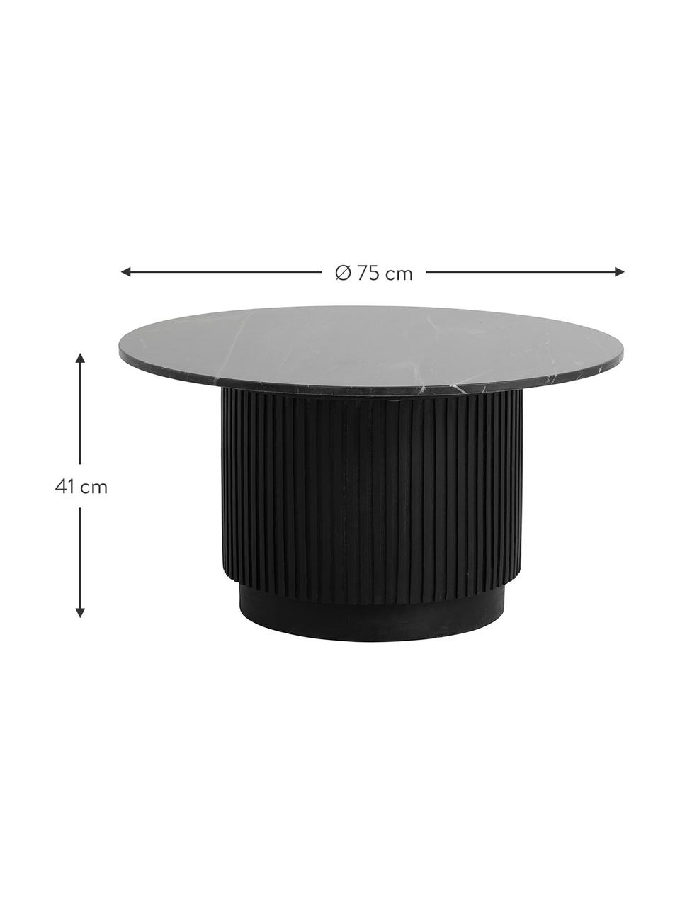 Okrągły stolik kawowy z marmurowym blatem Erie, Blat: marmur, Czarny, Ø 75 cm