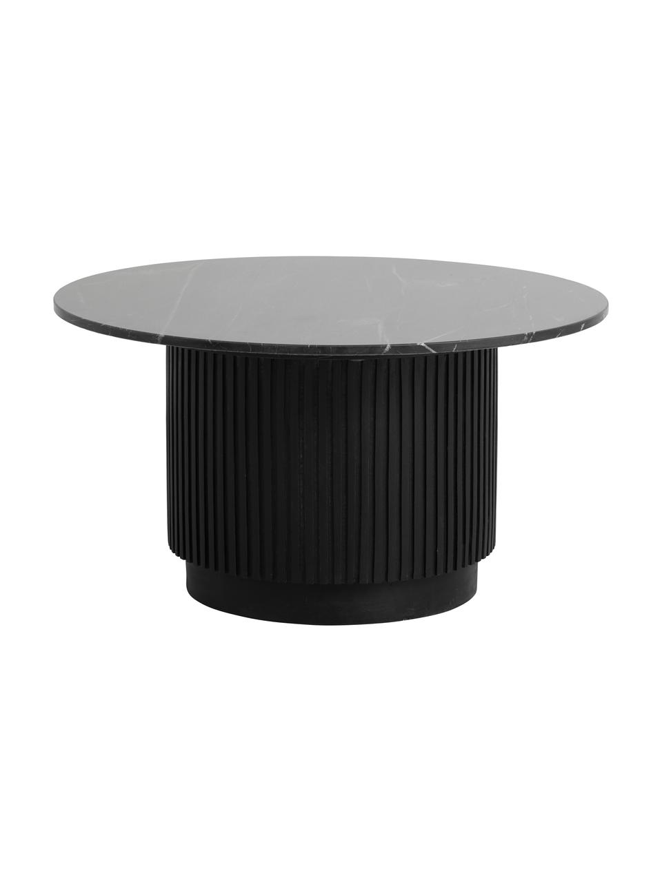 Kulatý konferenční stolek s mramorovou deskou stolu Erie, Černá, Ø 75 cm