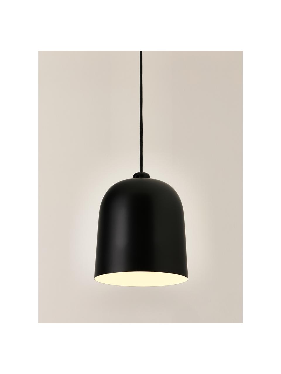 Kleine hanglamp Angle, Lampenkap: gecoat metaal, Diffuser: kunststof, Zwart, Ø 21 x H 32 cm