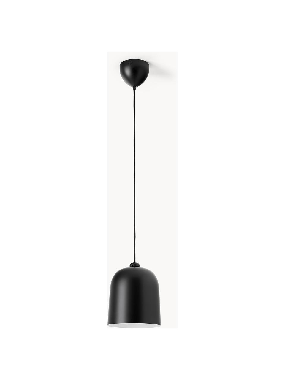 Kleine hanglamp Angle, Lampenkap: gecoat metaal, Diffuser: kunststof, Zwart, Ø 21 x H 32 cm