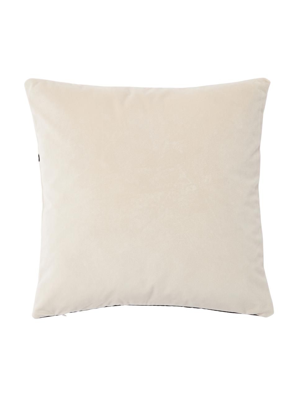 Fluwelen kussenhoes Jaxon in zwart/crèmewit, 100% polyester fluweel, Zwart, beige, B 45 x L 45 cm