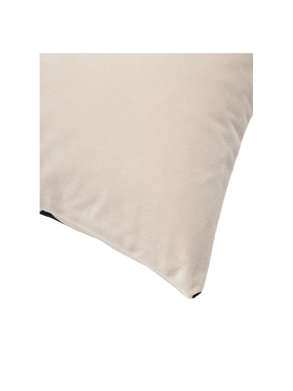 Fluwelen kussenhoes Jaxon in zwart/crèmewit, 100% polyester fluweel, Zwart, beige, B 45 x L 45 cm