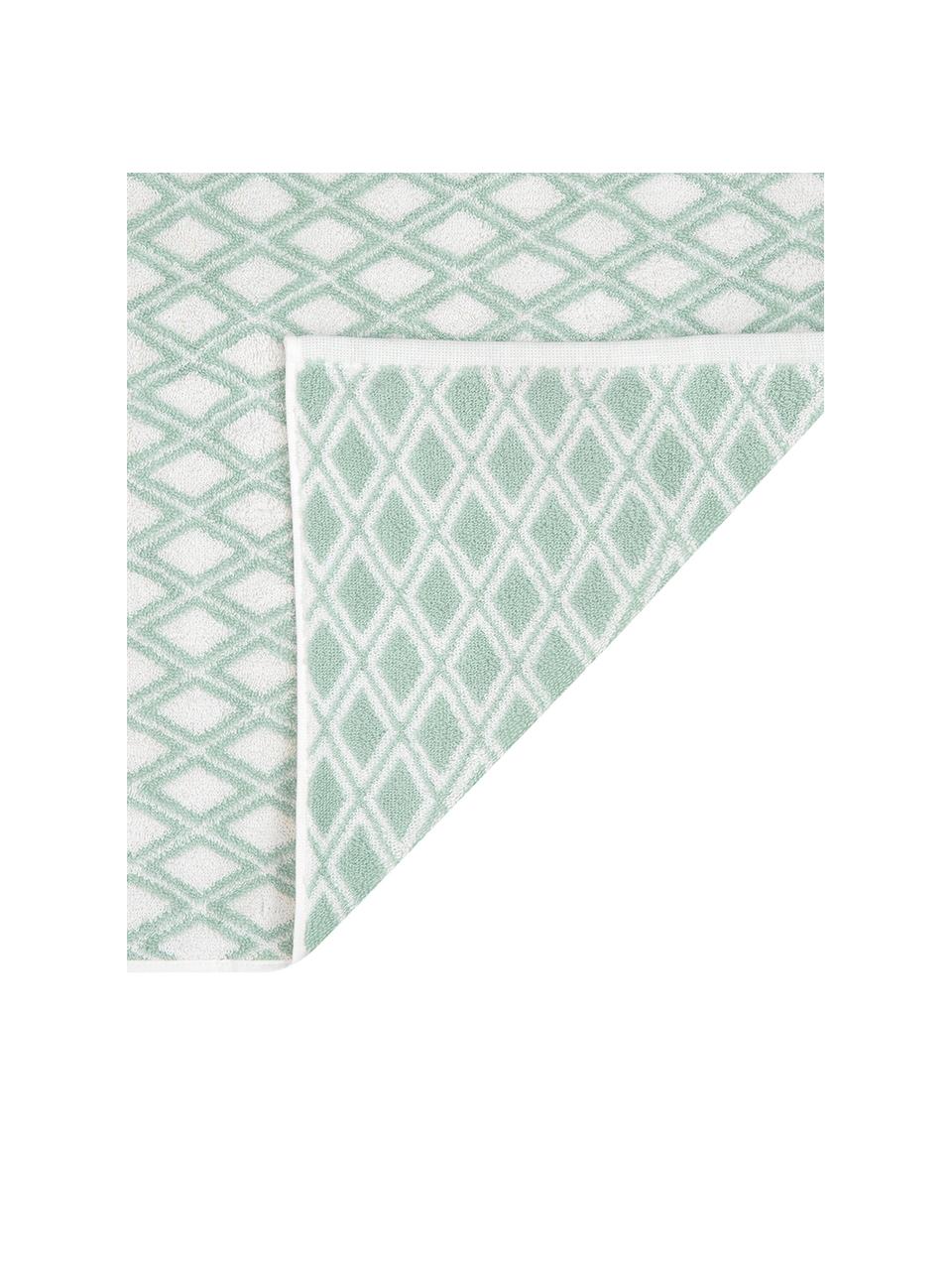 Toalla estampada doble cara Ava, Verde menta, blanco crema, Toalla manos, An 50 x L 100 cm, 2 uds.