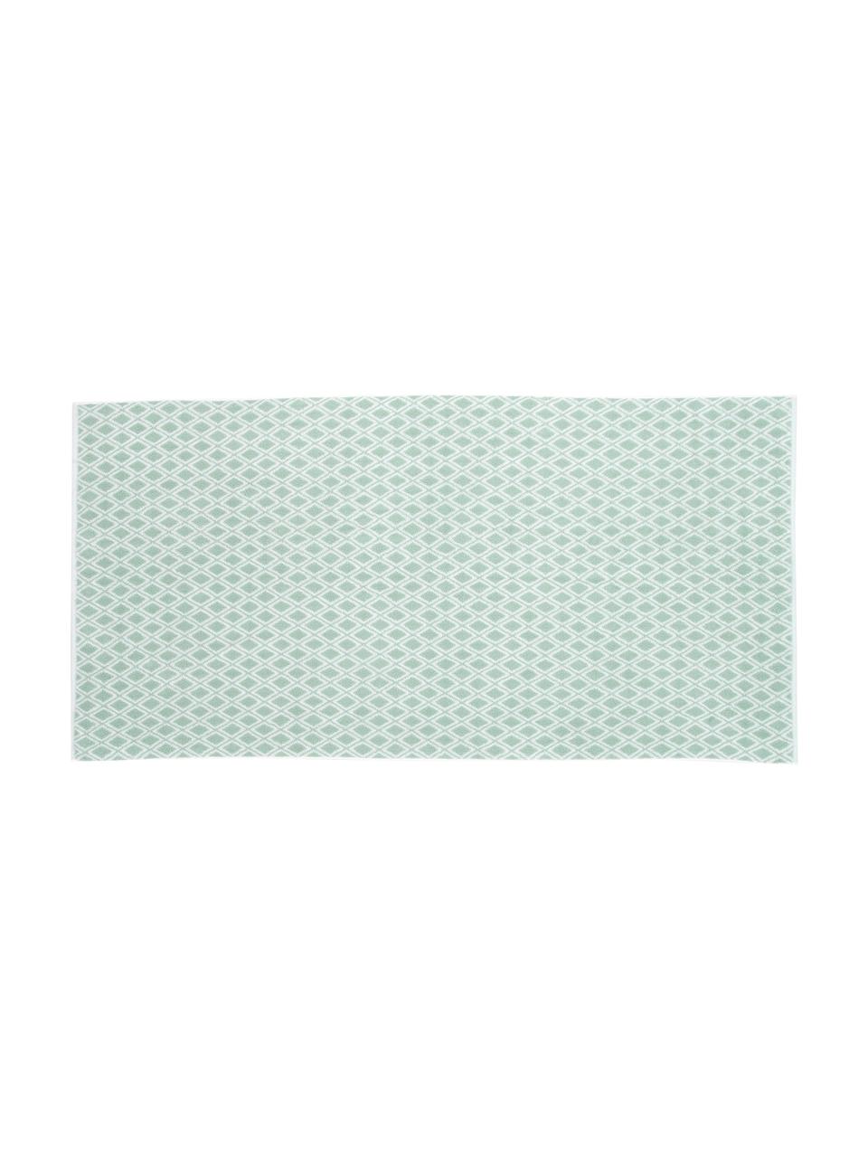 Serviette de toilette réversible en coton pur Ava, Vert menthe, blanc crème, Serviettes de toilette, larg. 50 x long. 100 cm , 2 pièces