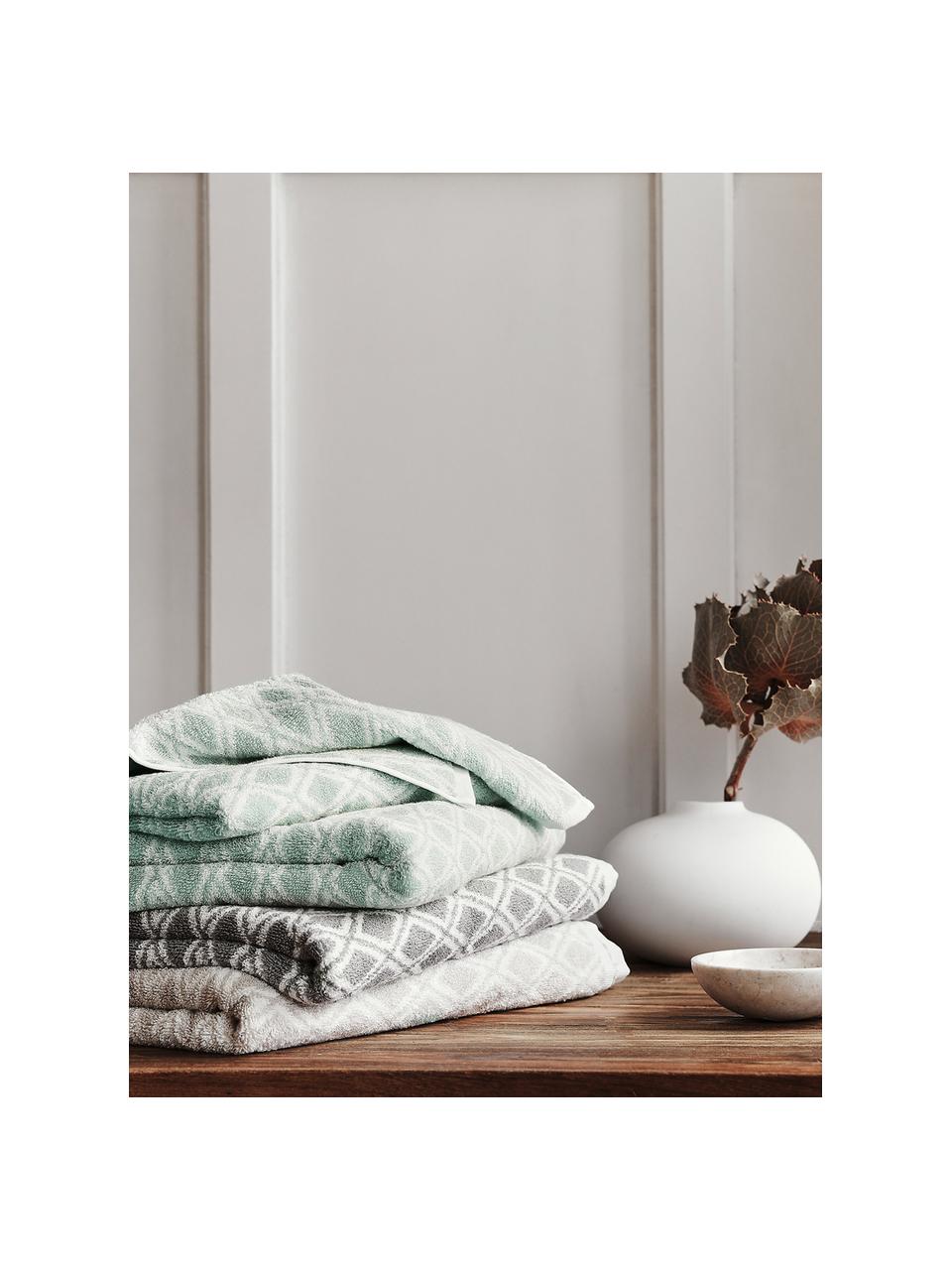 Serviette de toilette réversible en coton pur Ava, Vert menthe, blanc crème, Serviettes de toilette, larg. 50 x long. 100 cm , 2 pièces