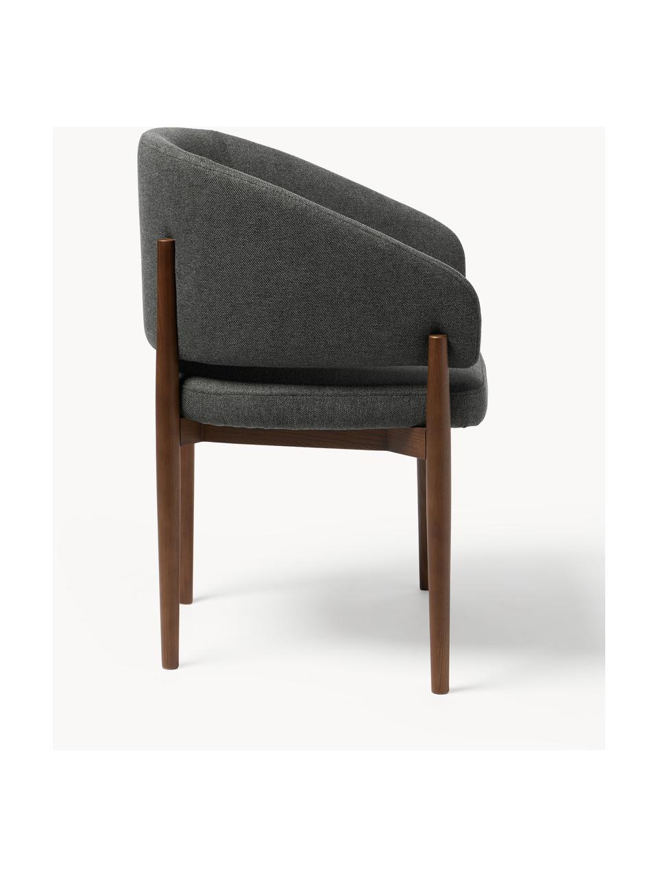 Židle s područkami Nemo, Antracitová, tmavé jasanové dřevo, Š 63 cm, V 55 cm