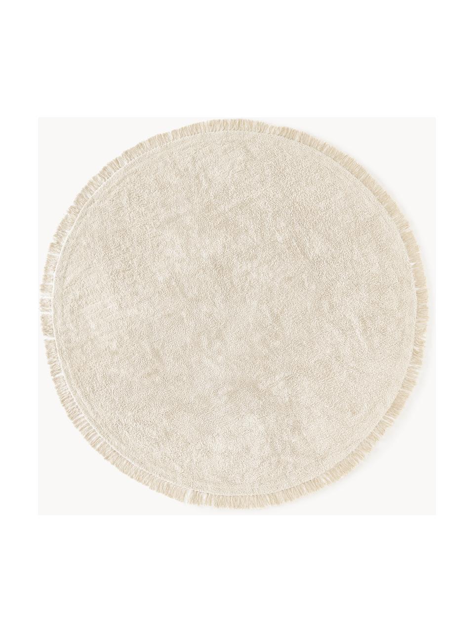 Tapis rond en coton tufté main Daya, Blanc crème, Ø 120 cm (taille S)