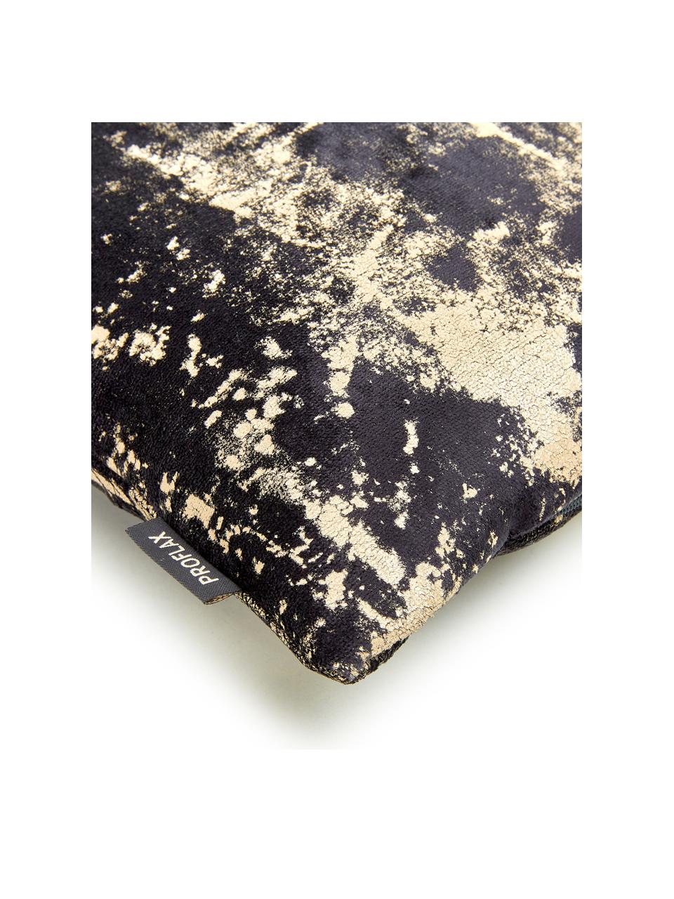 Sametový povlak na polštář s třpytivým vintage vzorem Shiny, Polyesterový samet, Grafitově šedá, Š 40 cm